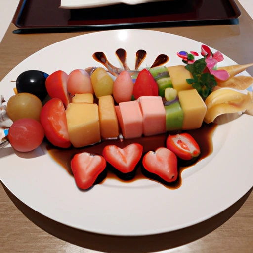 Japanese Fruit Skewers with Plum Sauce