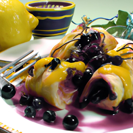 Lemon Ricotta Bundles with Blueberry Sauce