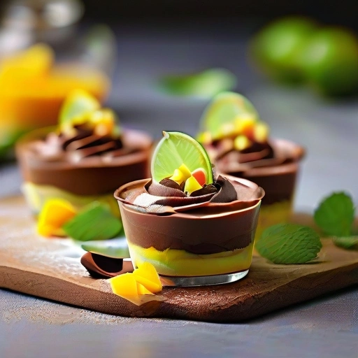Lime Mango Mousse in Chocolate Cups