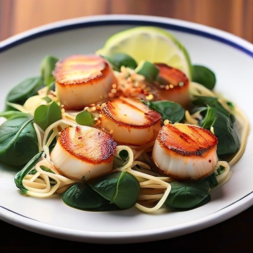 Lime Scallops with Baby Spinach and Pasta