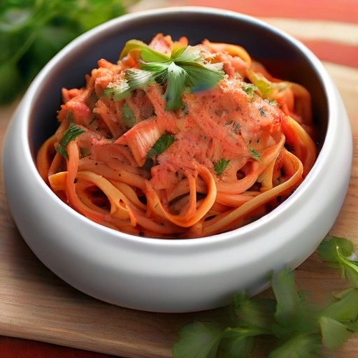 Linguini z tuńczykiem i sosem pomidorowym