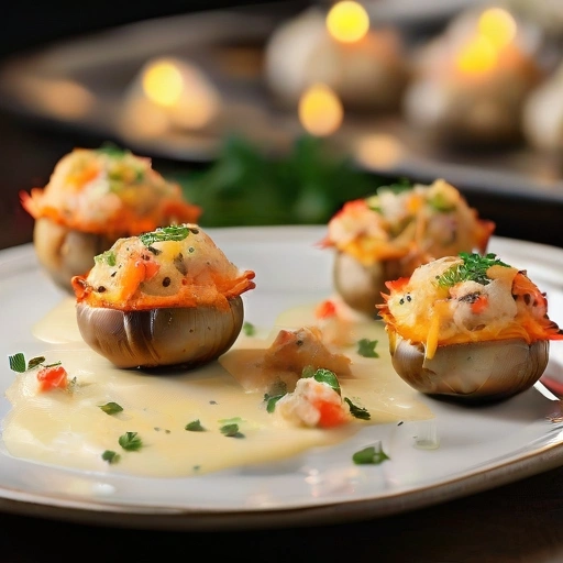 Lobster and Crabmeat-stuffed Mushrooms