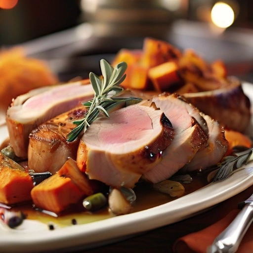 Loin of Pork with Sweet Potatoes and Onions
