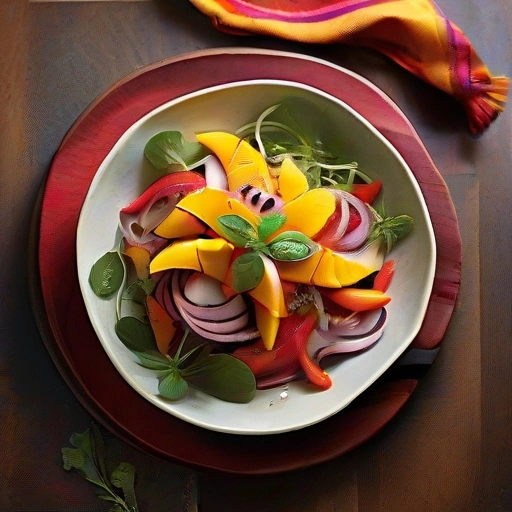 Mango, Sweet Pepper and Grilled Red Onion Salad