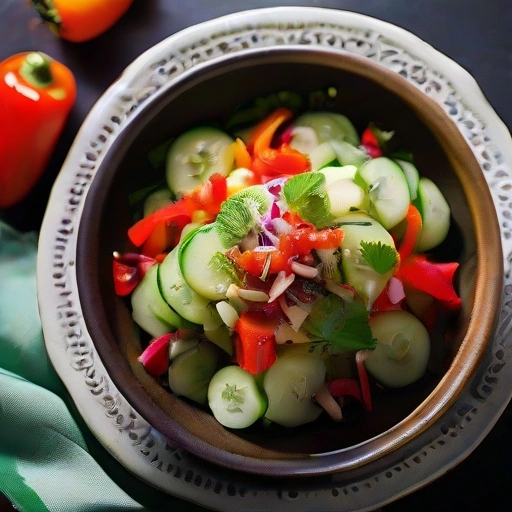 Marinated Cucumber and Red Bell Pepper Salad