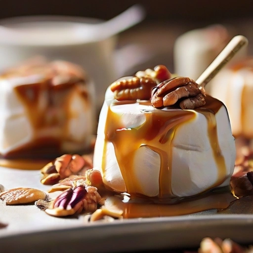 Marshmallows dipped in Caramel and Nuts