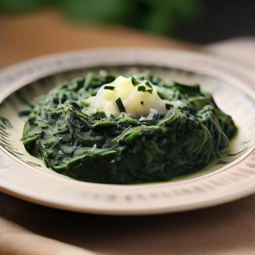 Mashed spinach with onion