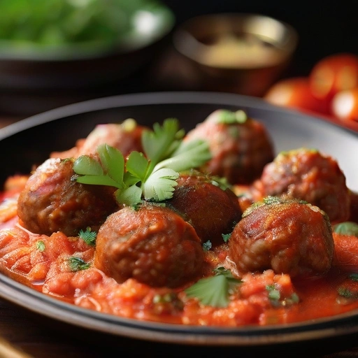 Meatballs in Tomato Sauce with Onion, Garlic and Spices