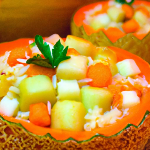 Melons stuffed with Fruits and Vegetables