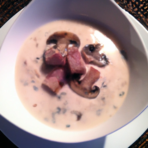 Mushroom Soup with Ham