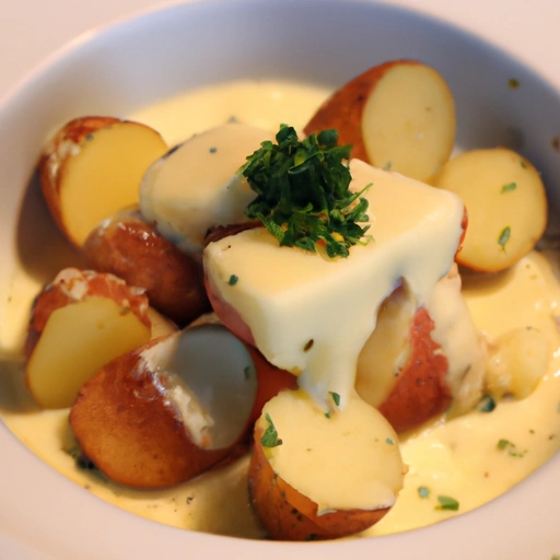 New Potatoes with Three-cheese Fondue