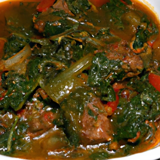 Nigeryjskie danie ze szpinakiem i wołowiną