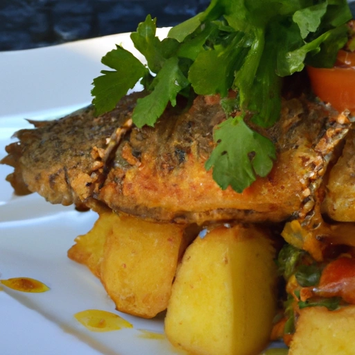 Pan Seared Shad with Vegetable Vinaigrette and Crispy Potatoes