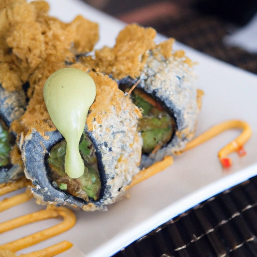 Sushi Maki z awokado w panierce Panko z Wasabi Crème Fraîche