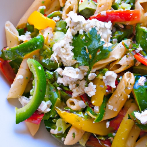 Pasta, California Avocado and Bell Pepper with Feta Cheese Salad