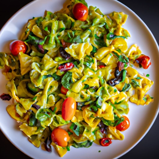 Pasta Salad with Spinach, Tomatoes, Peas and Honey Dijon Dressing