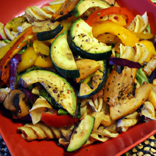 Pasta with Oven-roasted Vegetables and Avocado