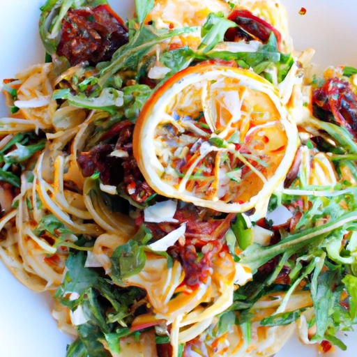 Pasta with Scallops, Sundried Tomatoes and Arugula