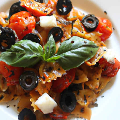 Pasta with Tomatoes and Basil and Olives