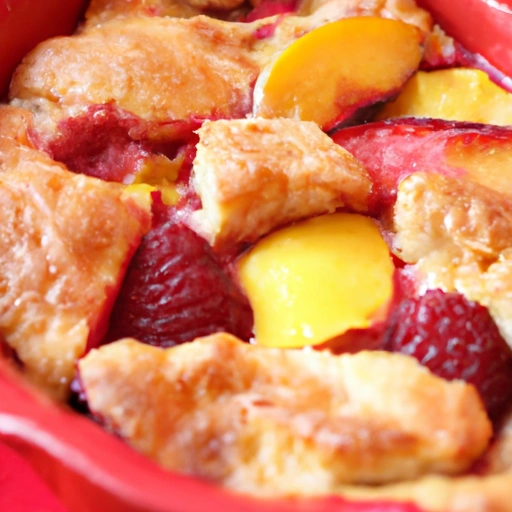 Peach Raspberry Breakfast Cobbler