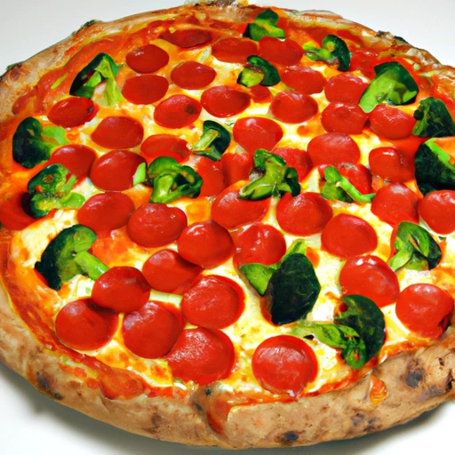 Pizza, która jest w połowie z pepperoni, a w drugiej połowie z brokułami
