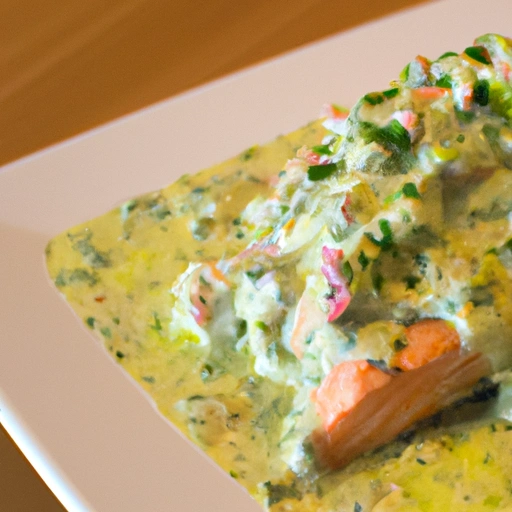Poached Salmon with a Creamy Green Sauce