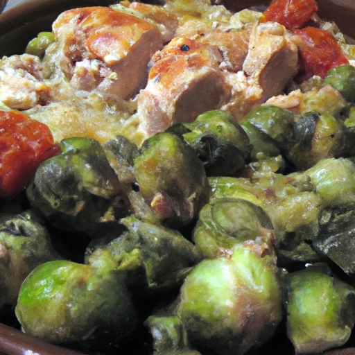 Pollo con coles de Bruselas (repollitos) - Kurczak z brukselką