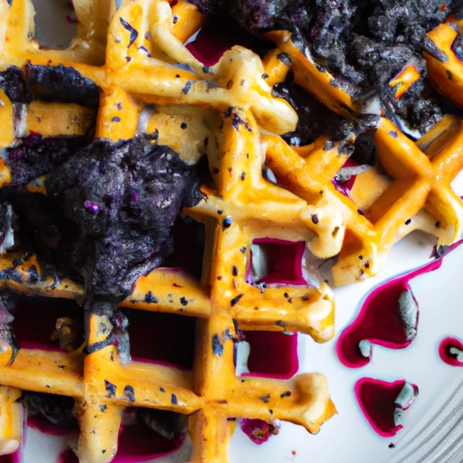 Poppy Seed Waffles with Blueberry Sauce