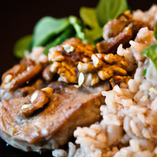 Pork Chops with Walnut Rice Dressing