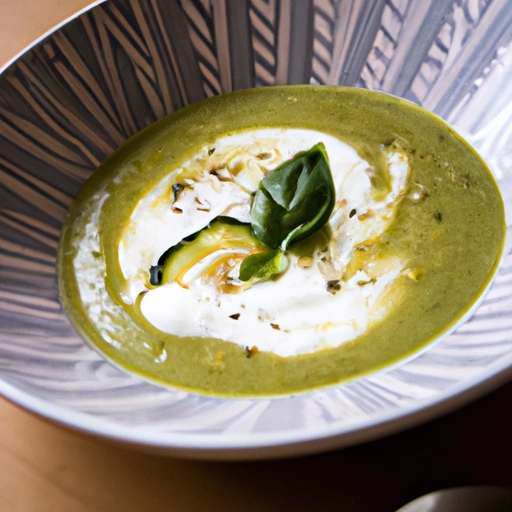 Puréed Zucchini Soup with Basil Oil and Ricotta