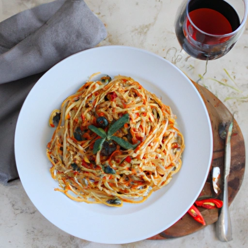 Puttanesca Sauce over Spaghetti