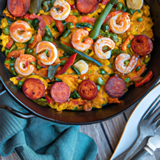 Quick Shrimp Paella with Sausage and Veggies