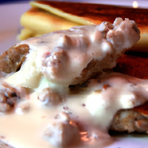 Rice and Sausage Pancakes with Country Gravy