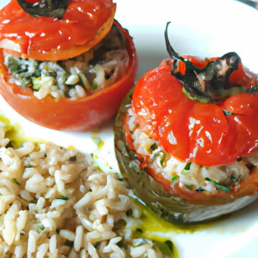 Rice and Spinach-filled Baked Tomato