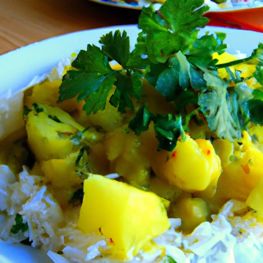 Rice with Potatoes, Cilantro and Mint