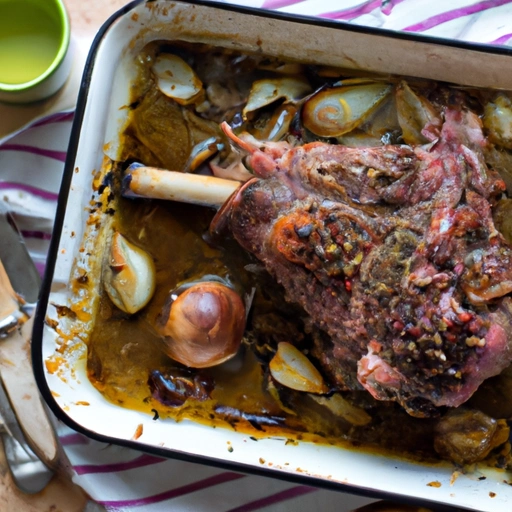 Roast Leg of Lamb with Small Onions