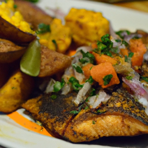 Roasted Fish with Cumin Sweet Potatoes