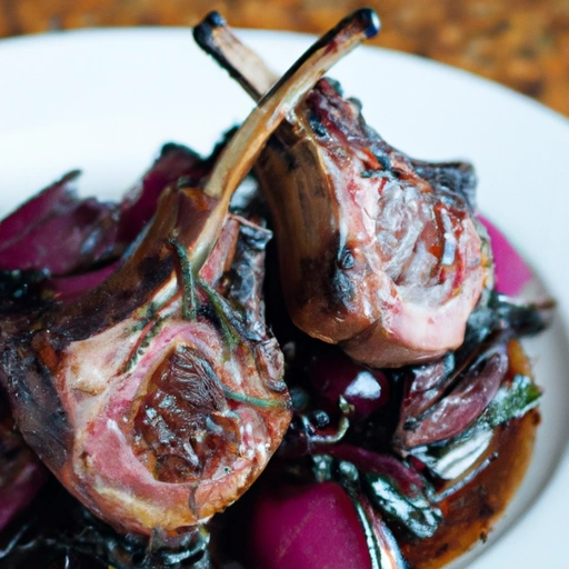 Rosemary Lamb Chops with Swiss Chard and Balsamic Syrup
