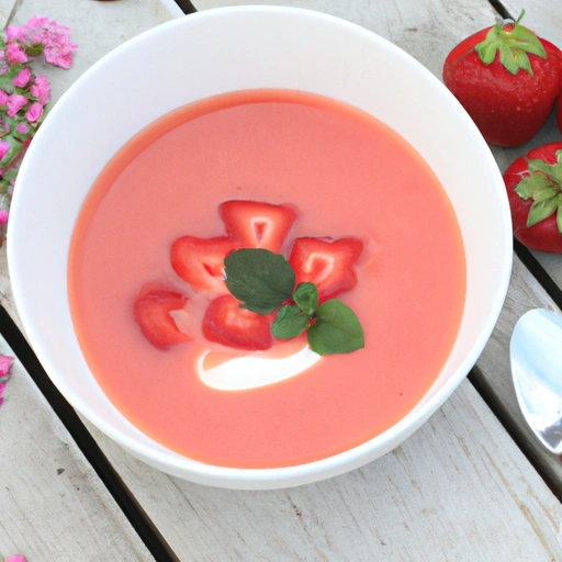Różowa zupa truskawkowa