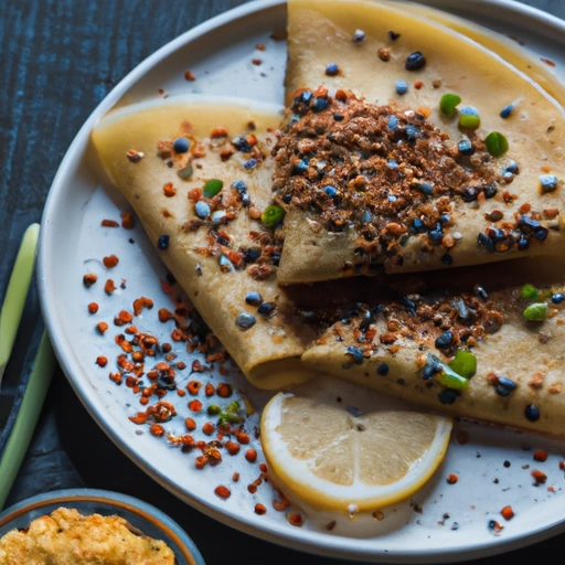 Scallion Crêpes with Red Lentils