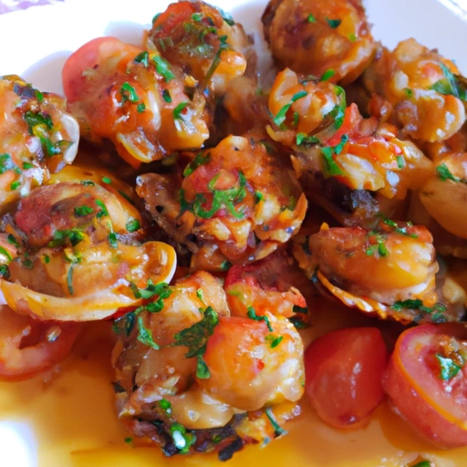 Scallops Sautéed in Garlic and Tomatoes