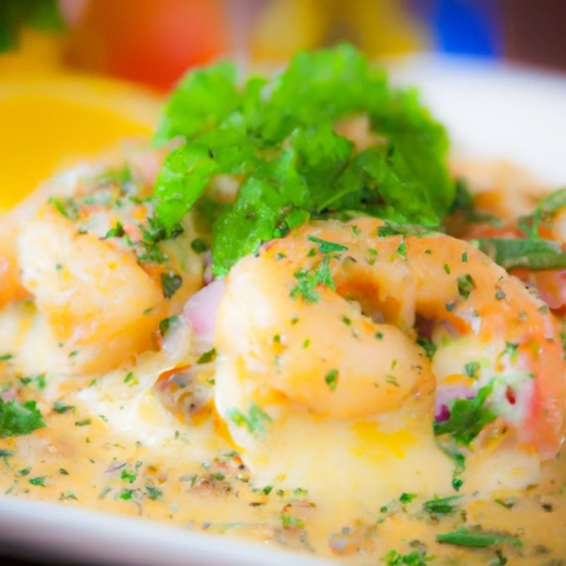Shrimp and Salmon with Swiss Cheese Sauce