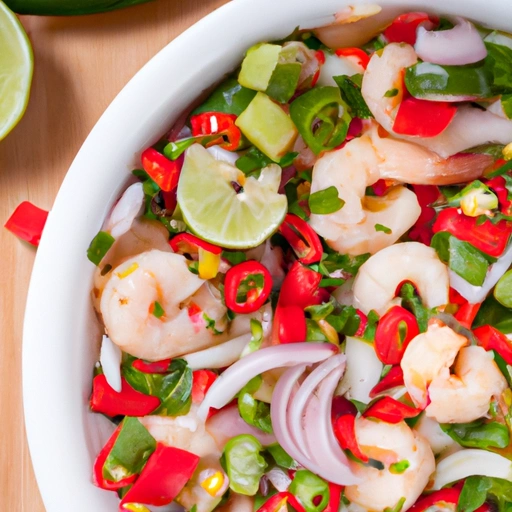 Shrimp and Tilapia Ceviche with Green and Red Peppers