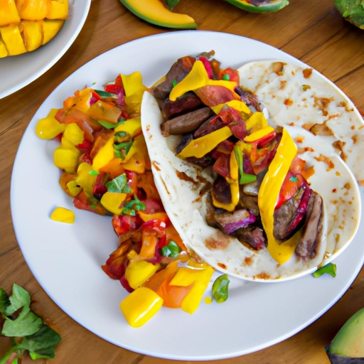 Fajitas z polędwicy wołowej z relishem z mango