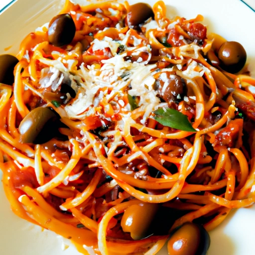 Spaghetti with Tomatoes and Olives
