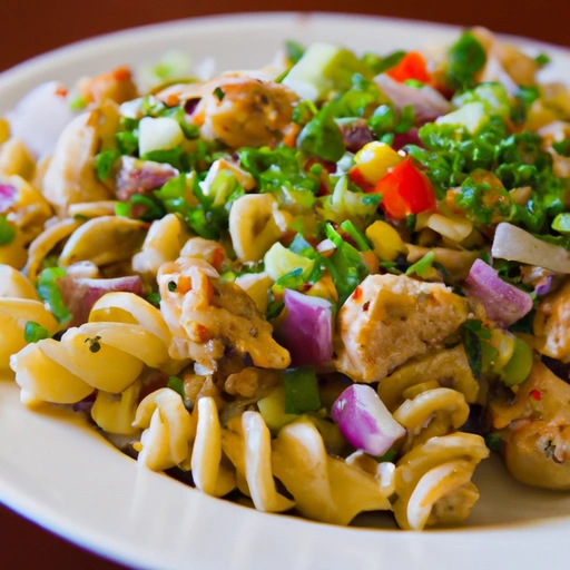 Spicy Fried Chicken Pasta Salad