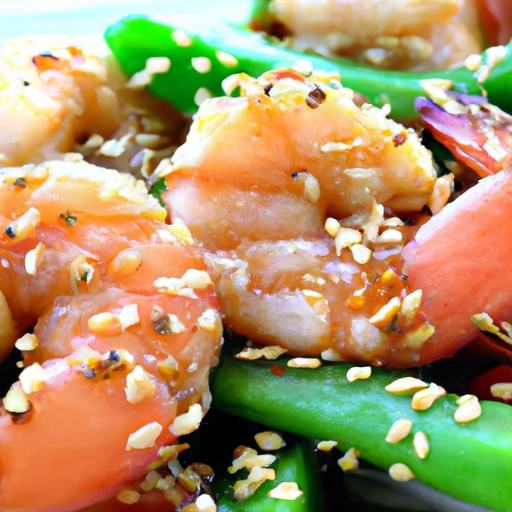 Spicy Shrimp wrapped in Snow Peas