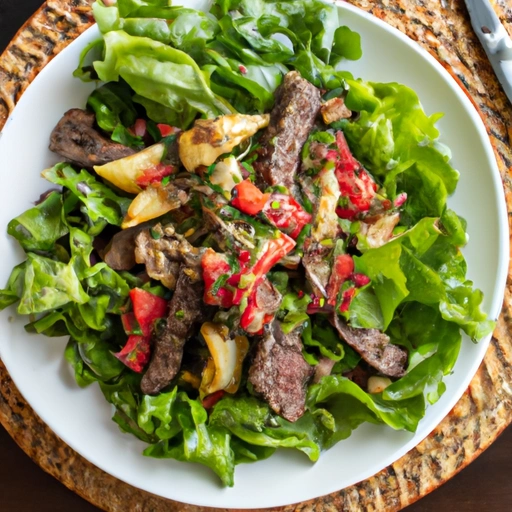 Steak Salad with Spicy Garlic Salsa