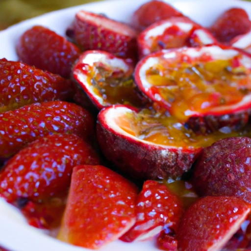 Strawberries with Raspberry and Passion Fruit Sauce