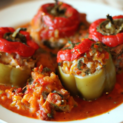 Stuffed Green Peppers and Tomato Sauce